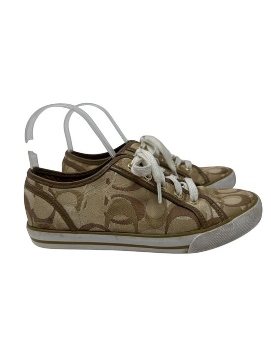 Coach Shoes - COACH Dee Signature Women's Shoes Sneakers GOLD Khaki / Brown Size 7.5 B